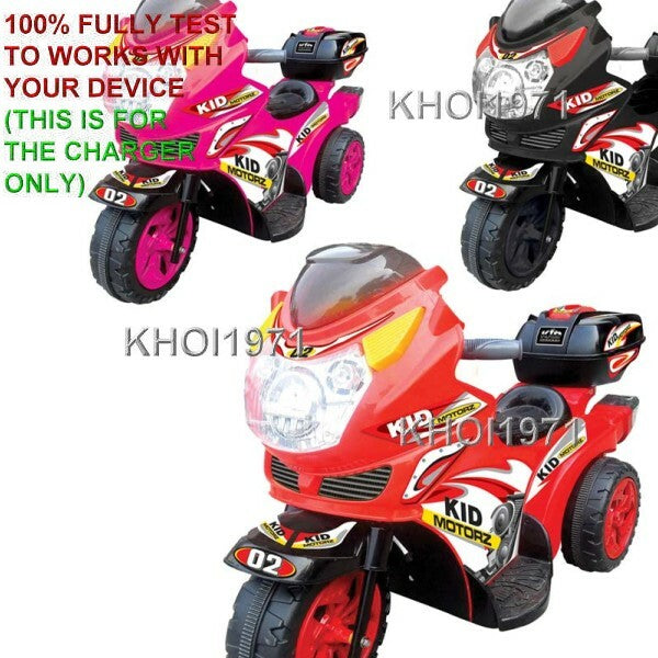 AC Charger Adapter for 6V Battery Kid's 3-Wheel Motorbike Ride-On Toy