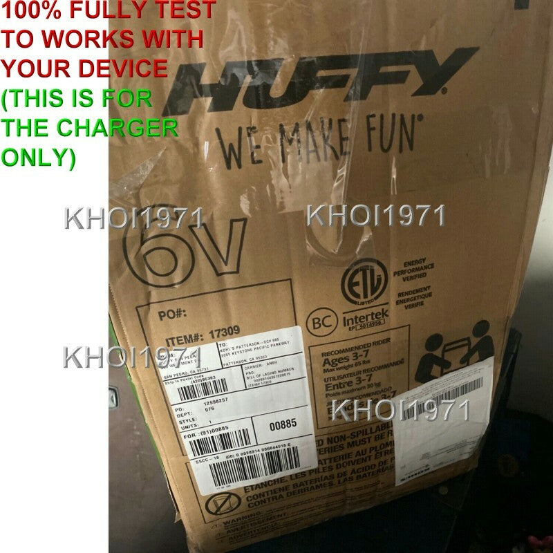 AC Charger Adapter for Huffy Frenzy Ride-On Motorcycle Training Wheel Model 17309