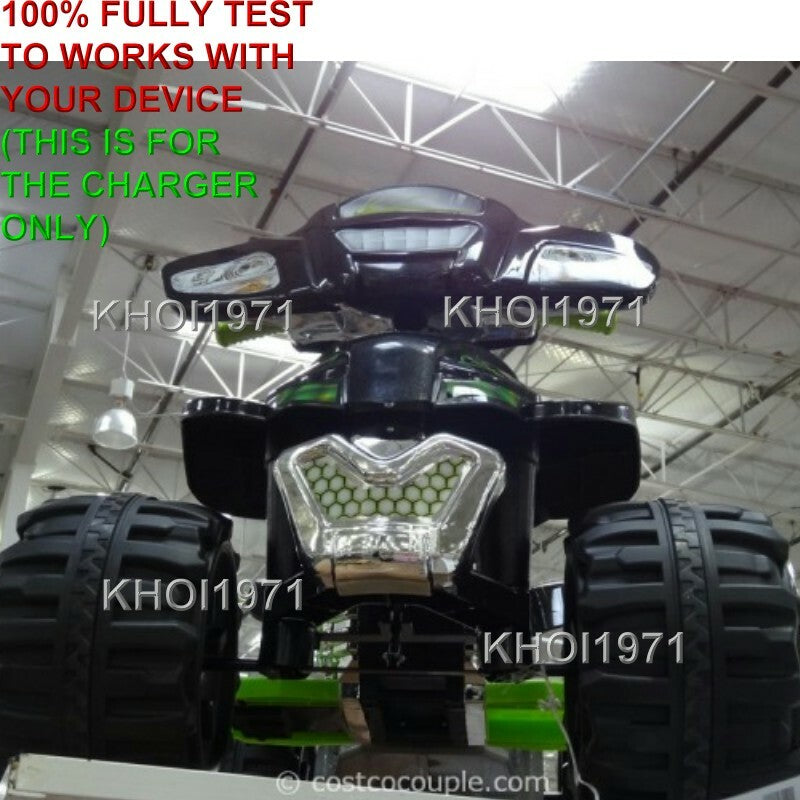 12V AC Wall Charger Adapter for Monster Trax ATV Quad Ride-On Vehicle - Black and Green