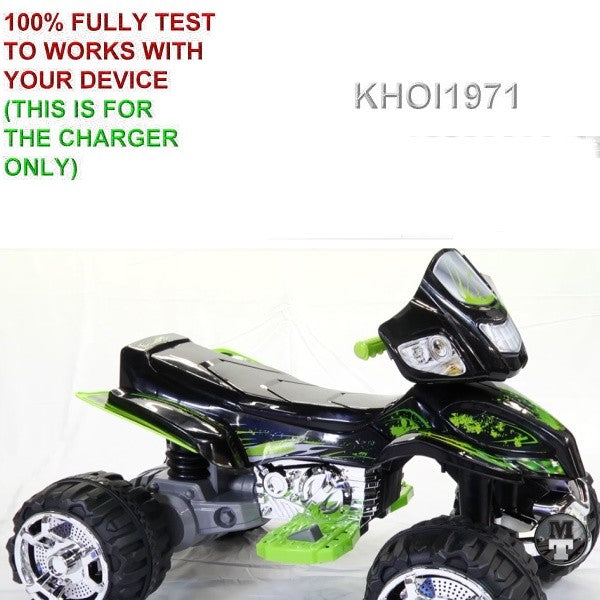 12V AC Wall Charger Adapter for Monster Trax ATV Quad Ride-On Vehicle - Black and Green