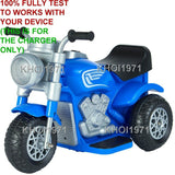 AC Wall Charger Adapter for 6V Battery 3-Wheel Ride-On Motorcycle Toy in Blue and Red
