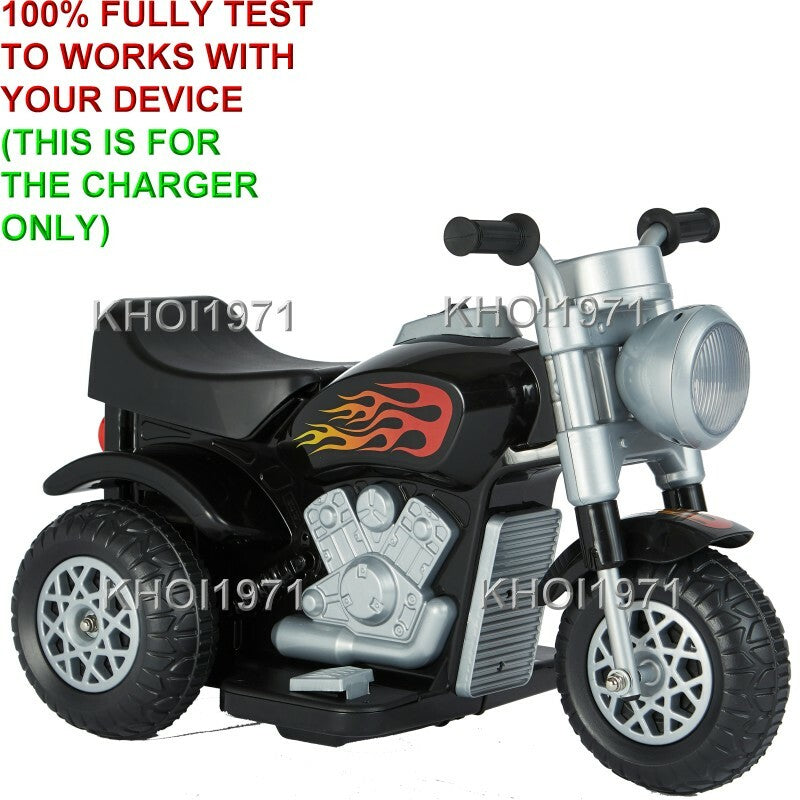 AC Wall Charger Adapter for 6V Battery 3-Wheel Ride-On Motorcycle Toy in Blue and Red