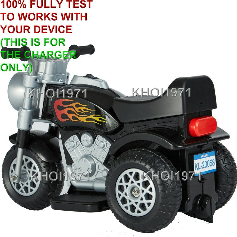 AC Wall Charger Adapter for 6V Battery 3-Wheel Ride-On Motorcycle Toy in Blue and Red