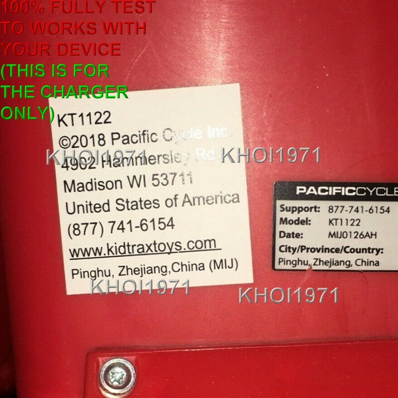 AC Wall Charger Adapter for KT1122WM Kid Trax Mickey Mouse Hot Rod Ride-On Toy