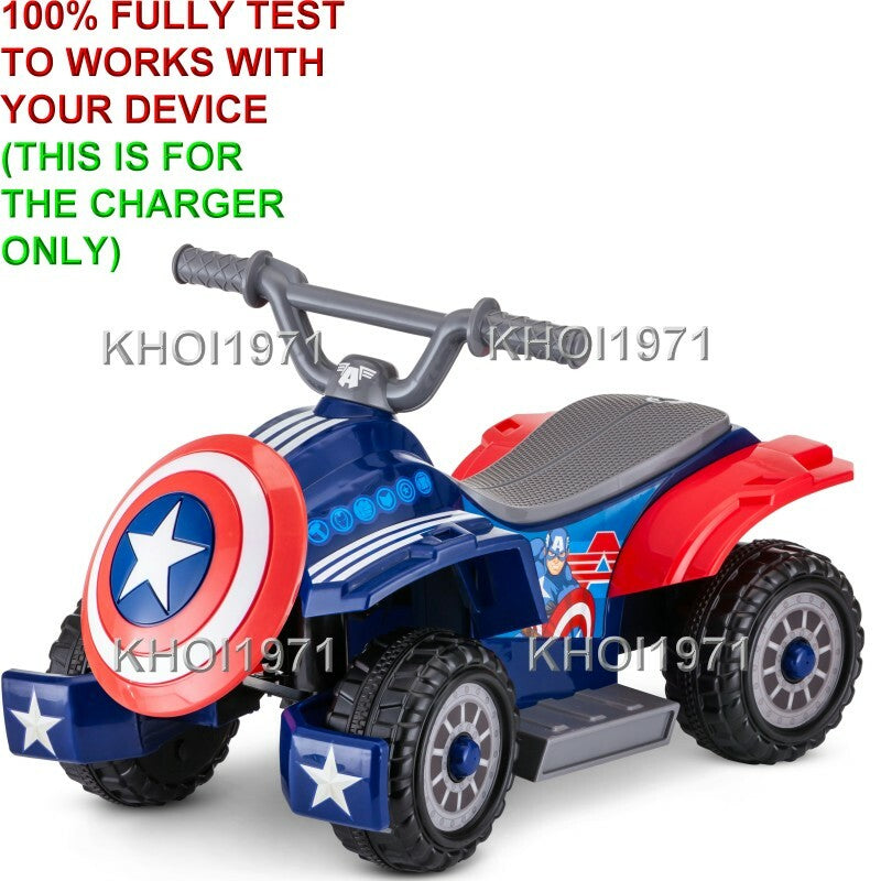 AC Wall Charger Adapter for KT1220WM Marvel Avenger Captain America Quad Ride-On Toy