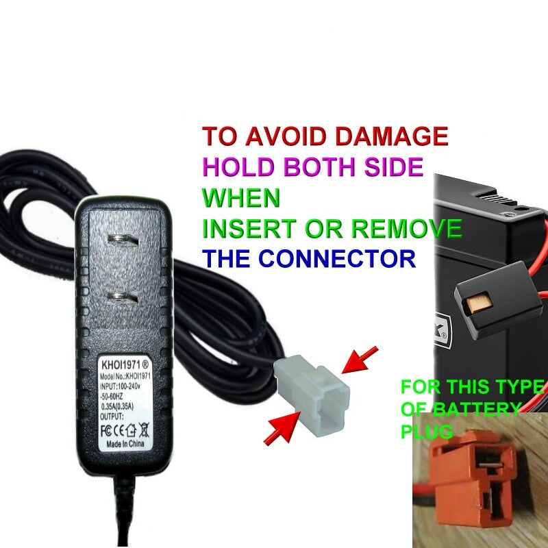 AC Wall Charger Adapter for KT1278WM Kidtrax Teddy Bear Side Ride-On Scooter