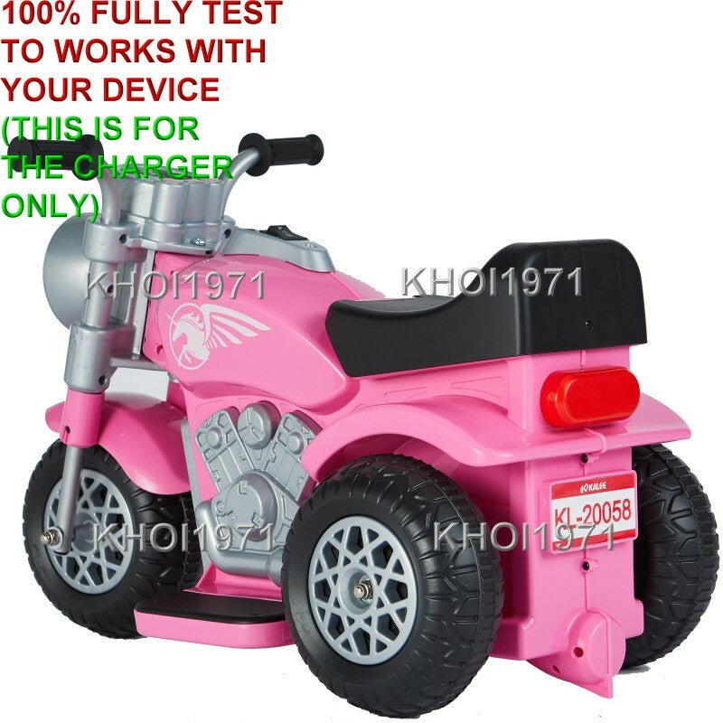 AC Wall Charger Adapter for 6V Battery Pink and Black 3-Wheel Kalee Motorcycle Ride-On