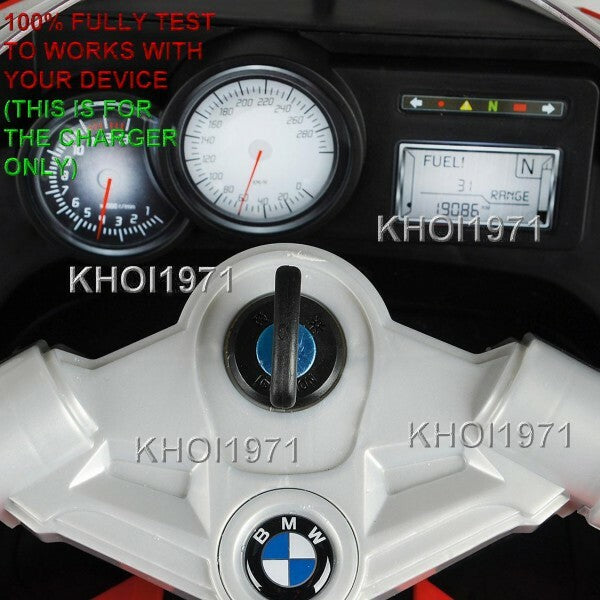 White AC Wall Charger Adapter for 12V BMW K1300S Motorcycle Ride-On Battery