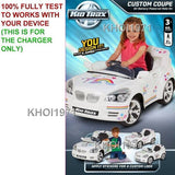 White AC Wall Charger Adapter for KidTrax Custom Coupe Ride-On Car Sticker Decal