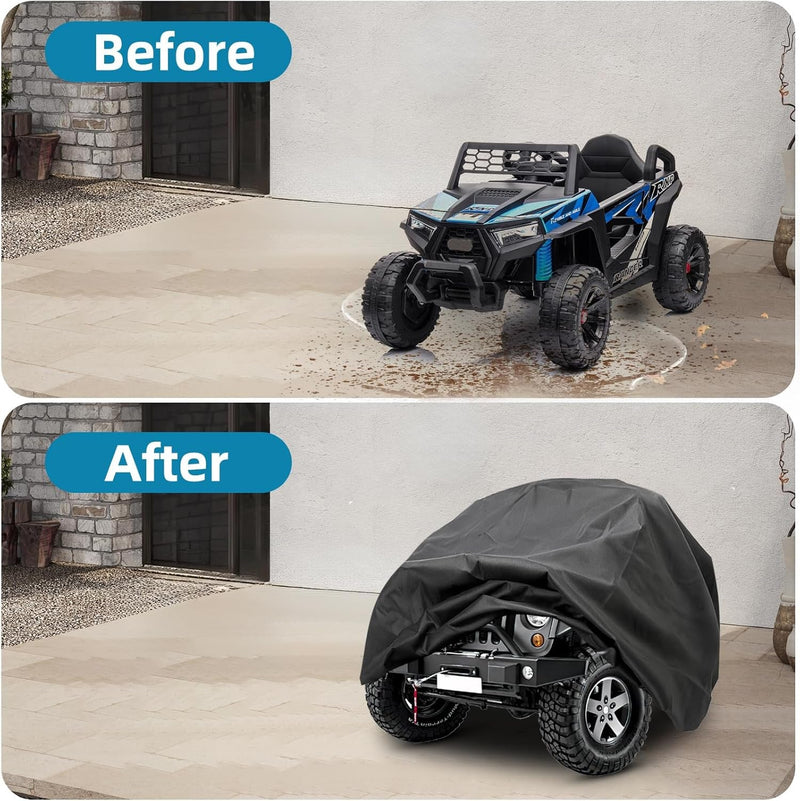 Waterproof Kids Ride-On Car Cover 420D Fabric with Drawstring and Buckles