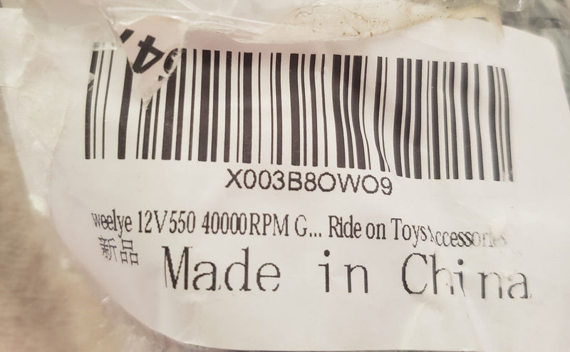 12V 550 High Torque DC Motor with 40000RPM Gearbox for Kids Ride-On Toys