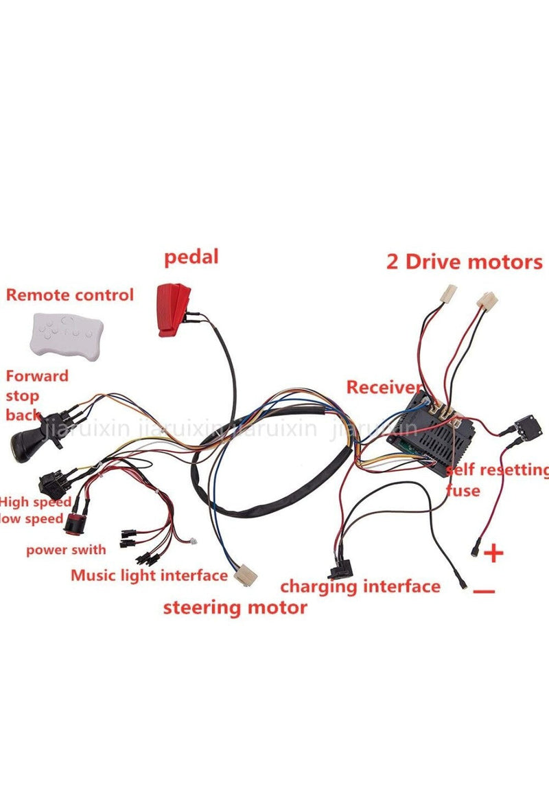 12V Kids Ride-On Car with DIY Modified Wiring and Remote Control Complete Set