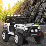 White 12V Electric Ride-On Truck for Kids with Remote Control and Lights