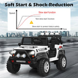 White 12V Electric Ride-On Truck for Kids with Remote Control and Lights