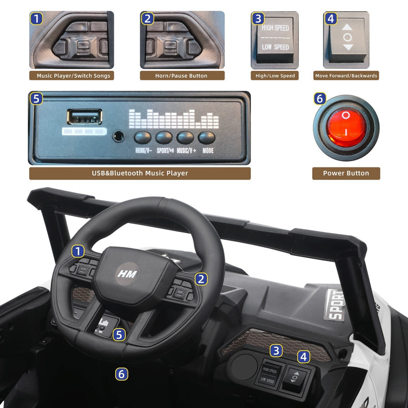 12V Electric Off-Road Kids Ride-On UTV with Battery Power and Remote Control