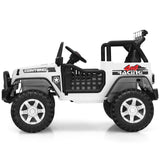 White 12V Kids Ride On Truck with Remote Control and Lights