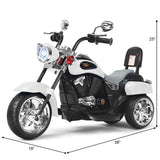 White 3-Wheel Chopper Motorcycle for Kids with Headlight and Horn
