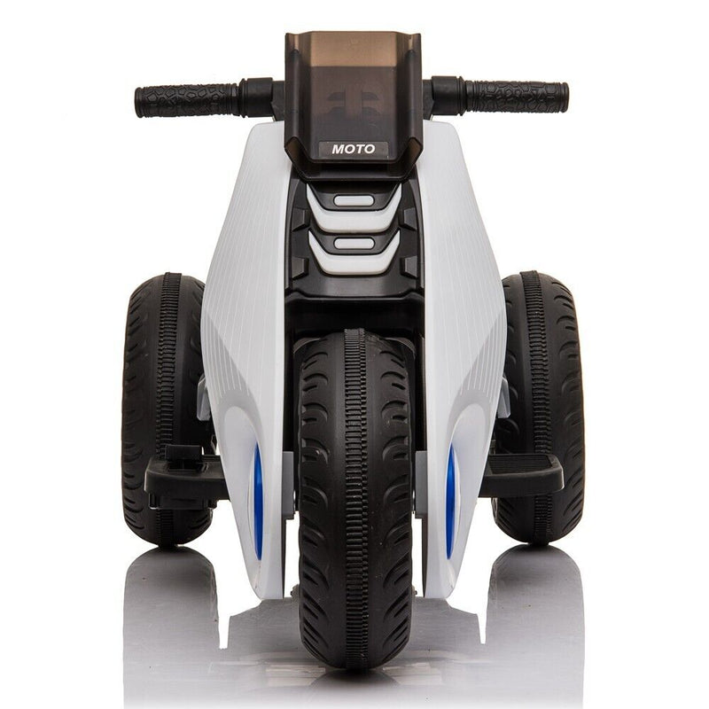 White 3-Wheel Electric Motorcycle for Kids with Dual Drive System