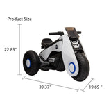 White 3-Wheel Electric Motorcycle for Kids with Dual Drive System