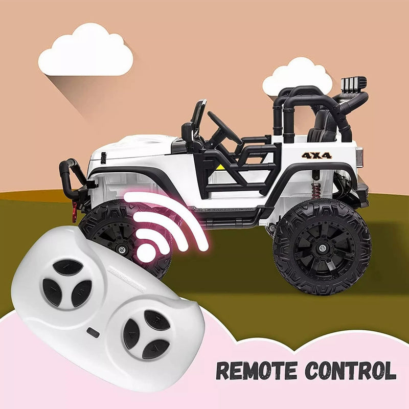 48.4" Large 12V Battery-Powered Electric Ride-On Car for Kids with 2 Seats