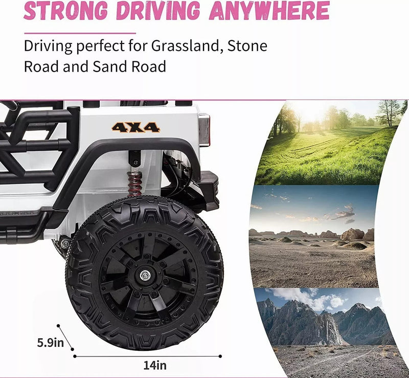 48.4" Large 12V Battery-Powered Electric Ride-On Car for Kids with 2 Seats