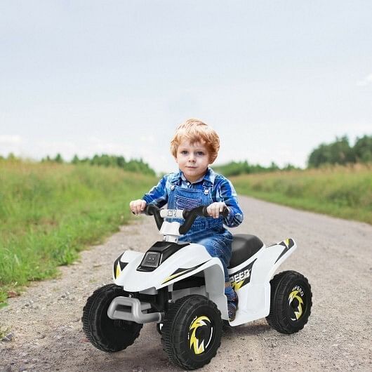 White 6V Electric ATV Ride-On Toy for Kids with 4 Wheels