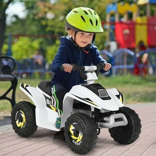 White 6V Electric ATV Ride-On Toy for Kids with 4 Wheels