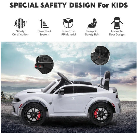 Electric Ride-On Car for Kids with Safety Belt, Parental Remote Control, and Music