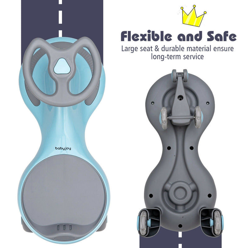 Blue Wiggle Car Ride-On Toy with Flashing Wheels for Toddlers and Kids