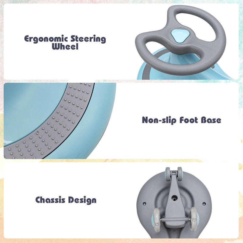 Blue Wiggle Car Ride-On Toy with Flashing Wheels for Toddlers and Kids