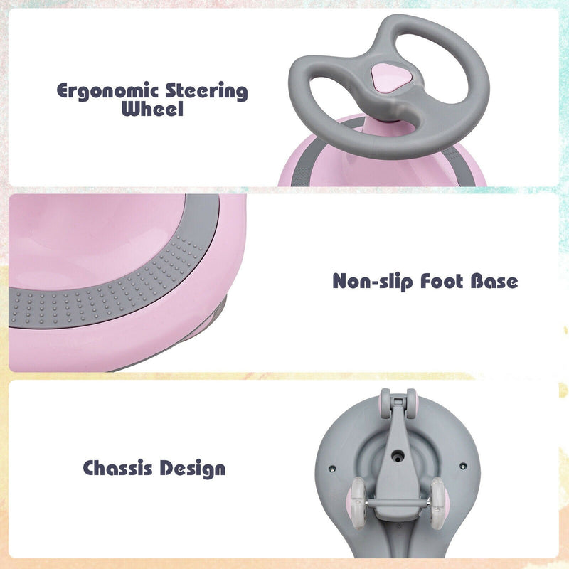 Wiggle Car Ride-On Toy with Flashing Wheels for Toddlers and Kids Pink