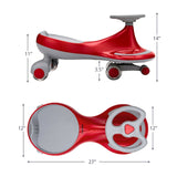 Wiggle Car Ride-On Toy with Flashing Wheels for Toddlers and Kids in Red