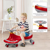 Wiggle Car Ride-On Toy with Flashing Wheels for Toddlers and Kids in Red