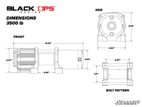 Black Ops 3500 LB. ATV/UTV Winch Superatv