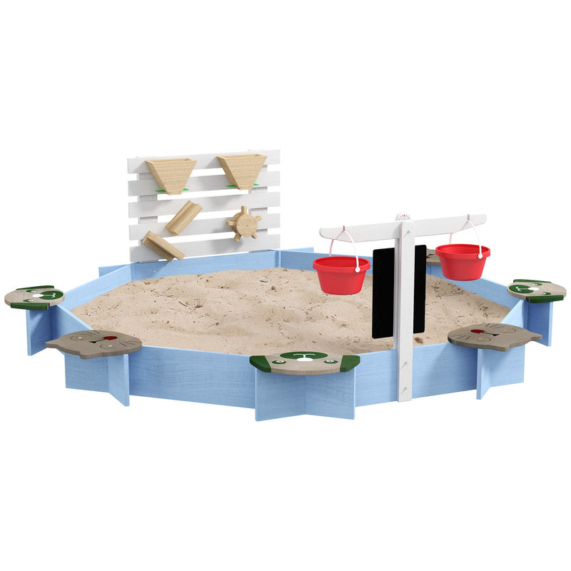 Wooden Sandbox for Ages 3-7, 85 x 85 x 25 inches, Blue