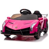 XMX615B Lamborghini Poison 12V Dual Drive Sports Car in Rose Red