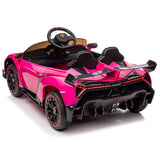 XMX615B Lamborghini Poison 12V Dual Drive Sports Car in Rose Red