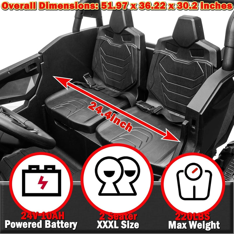 24V 4WD XXL Ride-On UTV Car for Big Kids with 2-Seater Capacity