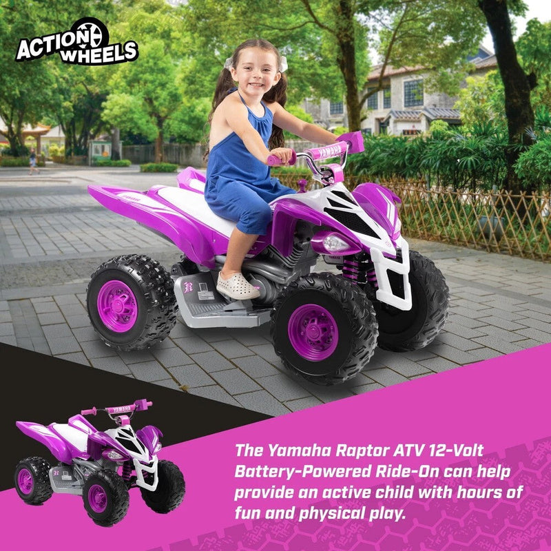 Yamaha Raptor 12V Purple Battery-Powered Ride-On ATV with Music for Kids Ages 3-5