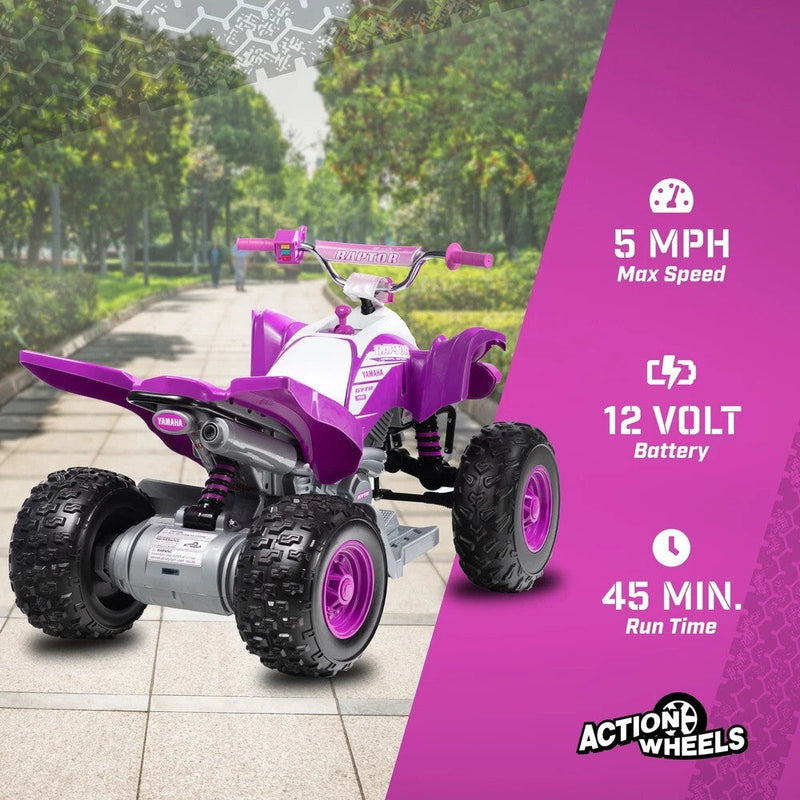 Yamaha Raptor 12V Purple Battery-Powered Ride-On ATV with Music for Kids Ages 3-5