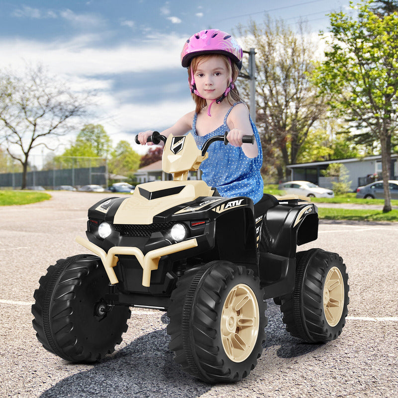 Yellow 12V Kids ATV Quad Ride On Car with LED Light and Music Toy