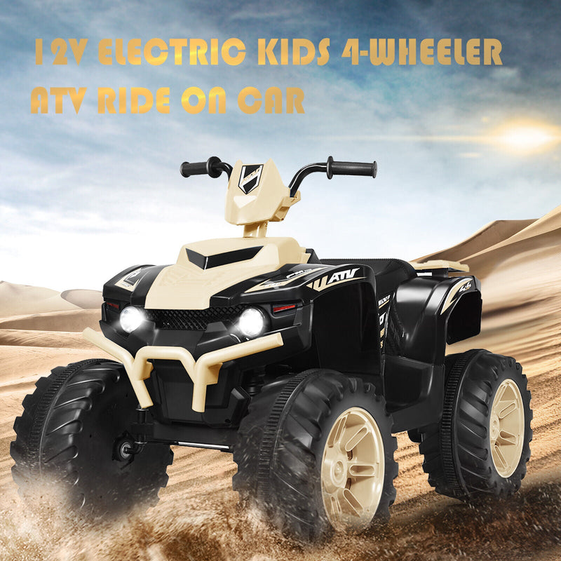 Yellow 12V Kids ATV Quad Ride On Car with LED Light and Music Toy