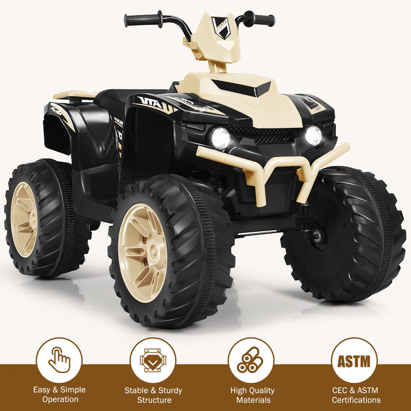 Yellow 12V Kids ATV Quad Ride On Car with LED Light and Music Toy