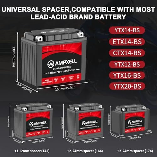 YTX14-BS Lithium Powersports Battery 12V 8Ah 480A