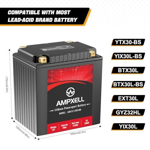 YTX30L-BS Lithium 12V Motorcycle Battery 18Ah 1080A