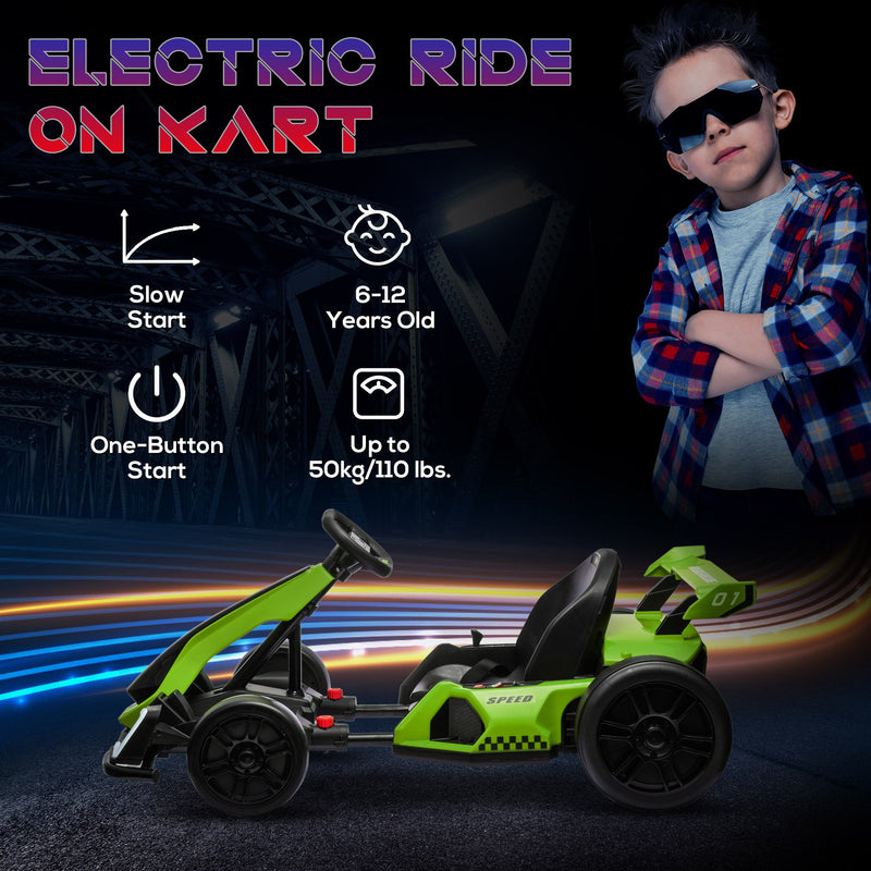 Adjustable Seat Electric Go Kart with Slow Start - 24V, 7.5 MPH
