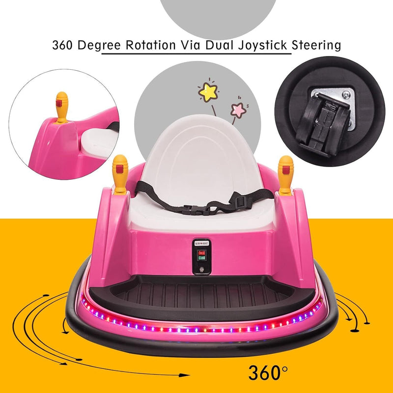 12V Electric Ride-On Bumper Car for Toddlers with 360 Degree Spin and Remote Control