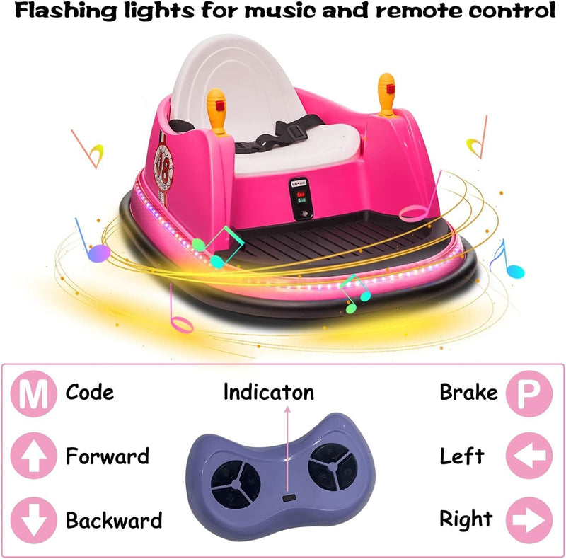 12V Electric Ride-On Bumper Car for Toddlers with 360 Degree Spin and Remote Control