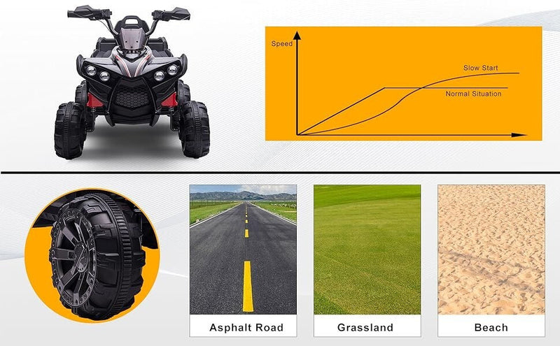 12V Electric Kids Ride-On Off-Road ATV Quad Bike with 2 Speeds - Red