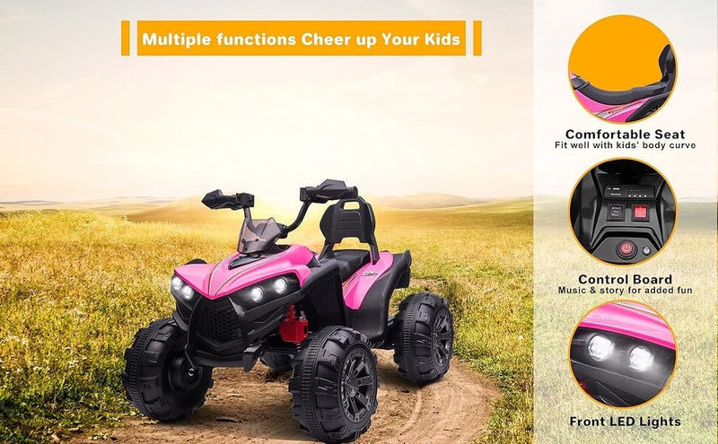 12V Electric Kids Ride-On Off-Road ATV Quad Bike with 2 Speeds - Red